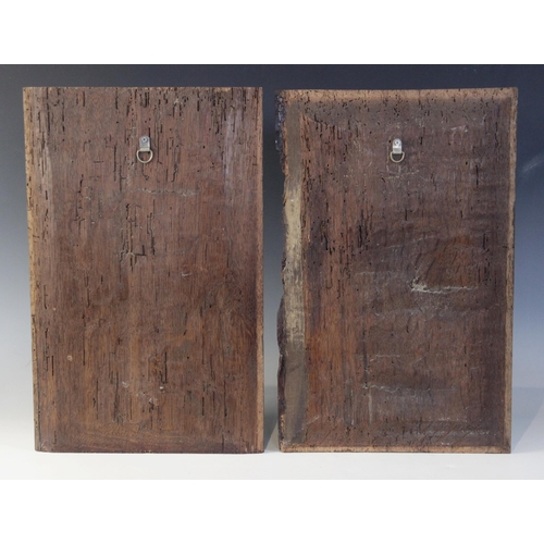 399 - A pair of Romayne type panels, circa 1540, depicting a male and a female, 39.5cm x 25.5, along with ... 