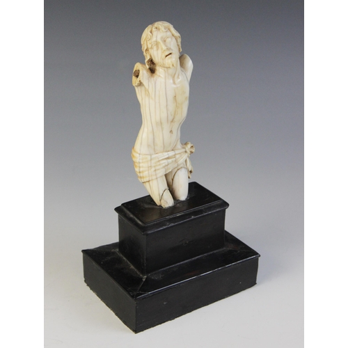 40 - A continental carved ivory Corpus Christi in the Dieppe manner, 19th century, probably reduced from ... 
