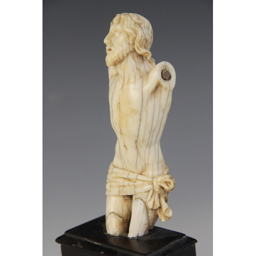 40 - A continental carved ivory Corpus Christi in the Dieppe manner, 19th century, probably reduced from ... 