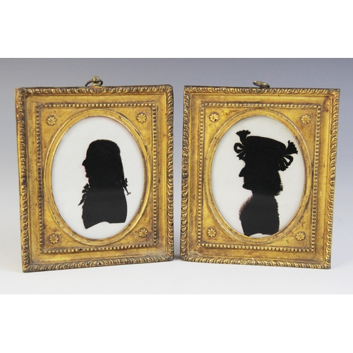 49 - Rosenburg of Bath, 19th century, 
Two profile silhouette portraits on glass,  
One inscribed verso 
