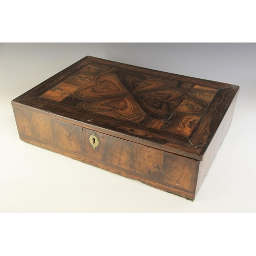 490 - An 18th century oyster veneered lace box, the segmentally veneered rectangular top opening a later p... 