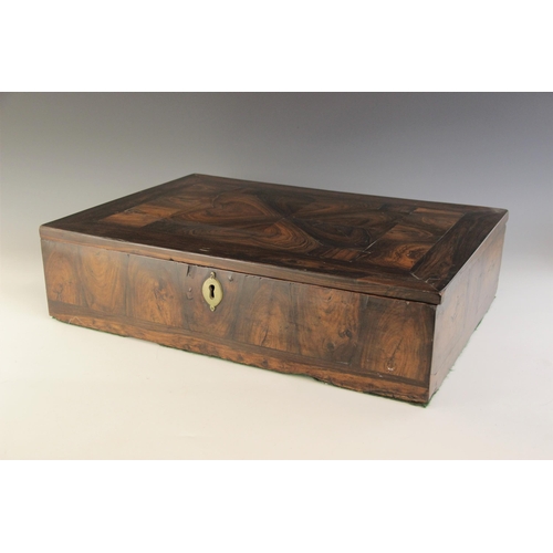 490 - An 18th century oyster veneered lace box, the segmentally veneered rectangular top opening a later p... 