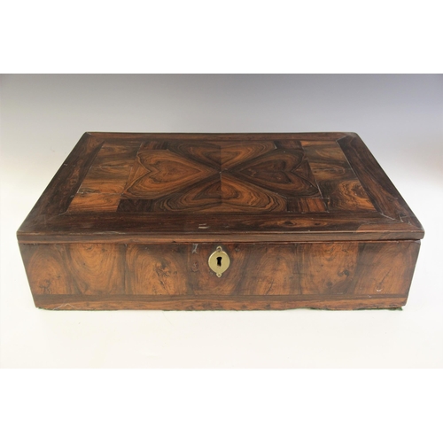 490 - An 18th century oyster veneered lace box, the segmentally veneered rectangular top opening a later p... 