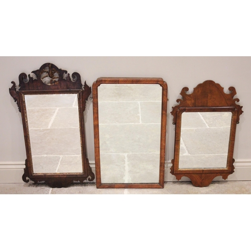 508 - A George III walnut fretwork wall mirror, 69cm H x 42cm W, a George III mahogany fretwork wall mirro... 