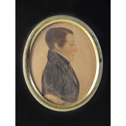 51 - English school (19th century), 
A portrait miniature on card depicting a frock coated gentleman in p... 