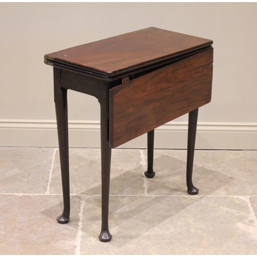 531 - A George II mahogany fold over and single drop leaf table, the rectangular folding top above a singl... 