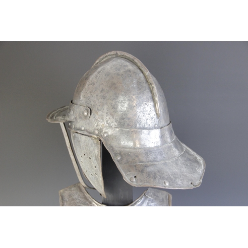 58 - A Harquebusier’s Pot helmet and breast-plate, Dutch or English, mid-17th century, the helmet formed ... 