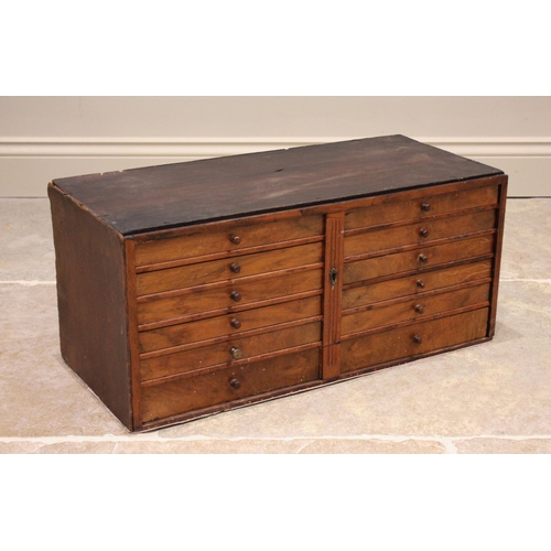 625 - An Edwardian and later walnut specimen chest, formed from ten small drawers over one long drawer, 30... 