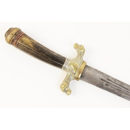 75 - A hunting short sword, 19th century, probably German, the 23.5cm double edged blade with triple full... 