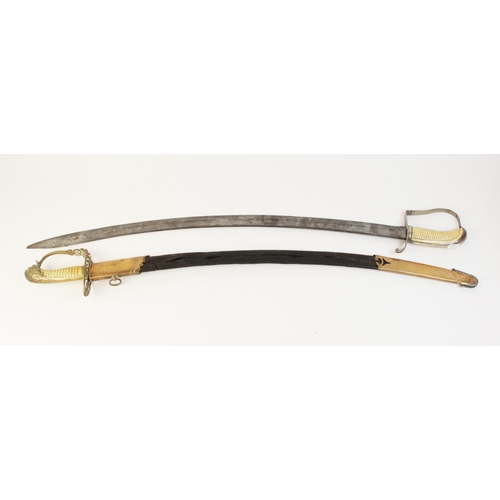 78 - An 1803 pattern infantry officer's sword, the 80cm curved fullered steel blade with bayonet tip, the... 