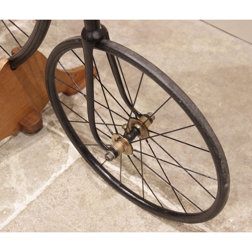 80 - * By repute an 1881 Imperial DHF Challenge Penny Farthing bicycle, the black painted tubular frame a... 