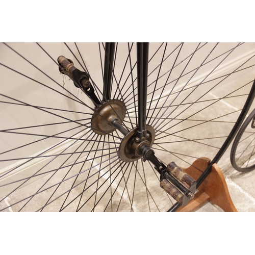 80 - * By repute an 1881 Imperial DHF Challenge Penny Farthing bicycle, the black painted tubular frame a... 