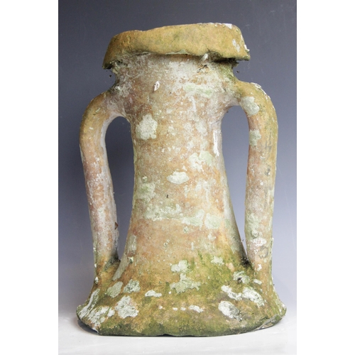 88 - A fragment of a terracotta amphora vase of large proportions, comprising a tapering neck with flared... 