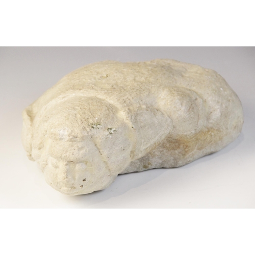 98 - A carved stone corbel in the form of an angel, in the medieval manner, 24cm long (at fault)