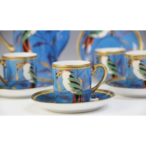 290 - * A Noritake six setting coffee service, comprising: a coffee pot and cover (spout restored), six co... 