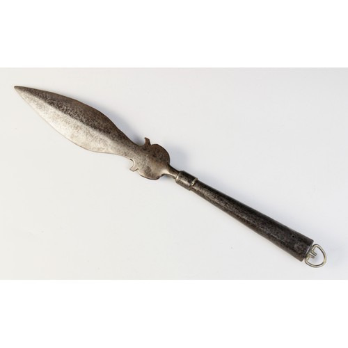 65 - A 19th century copy of a North European partisan, in mid- 17th style, blade 26.5cm long, 44.5cm long... 