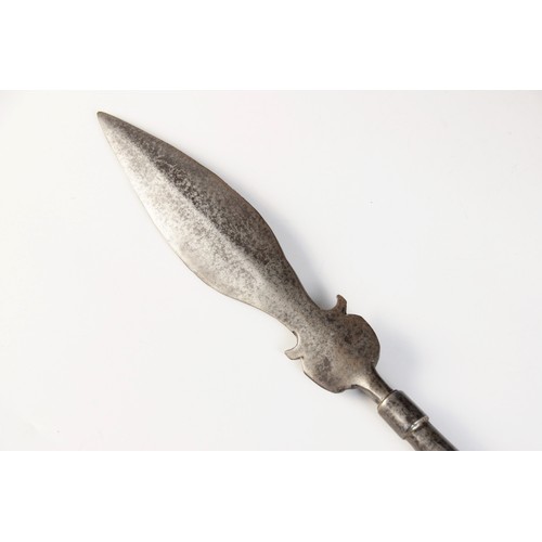 65 - A 19th century copy of a North European partisan, in mid- 17th style, blade 26.5cm long, 44.5cm long... 