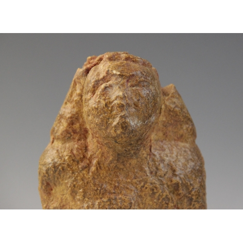 141 - An Egyptian style worn bust, wearing a bag wig, Not Ancient, 10.5cm x 8.5cm (at fault) 

Provenance:... 