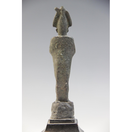 149 - Two bronze figures of Osiris, possibly Egyptian Late Period, 14.5cm high and 11.5cm high (2) (at fau... 