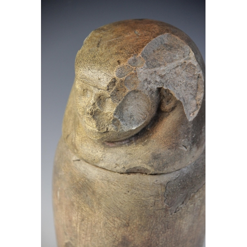 154 - An Egyptian style limestone canopic jar, the stopper in the form of human-headed Imsety, Not Ancient... 