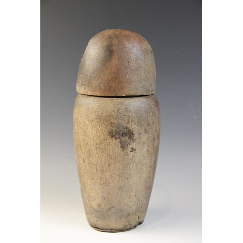 154 - An Egyptian style limestone canopic jar, the stopper in the form of human-headed Imsety, Not Ancient... 