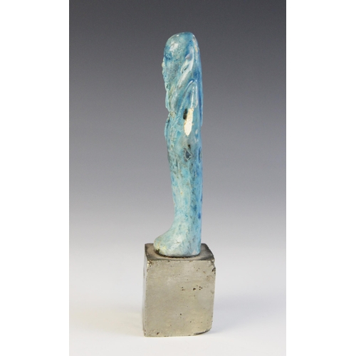 157 - An Egyptian style bright blue glazed faience shabti, 13cm high (at fault) 

Provenance: Ex Alison Ba... 