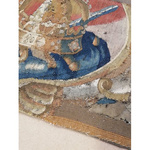 262 - An embroidery of a religious figure, possibly Saint Catherine, possibly 17th Century, comprised of c... 