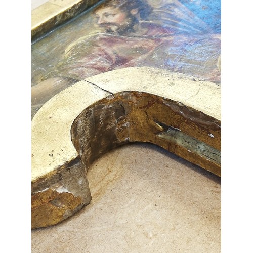 255 - Manner of Michelangelo (1475-1564),  
An artist at work on a Madonna And Child, 
Oil on shaped gilt ... 