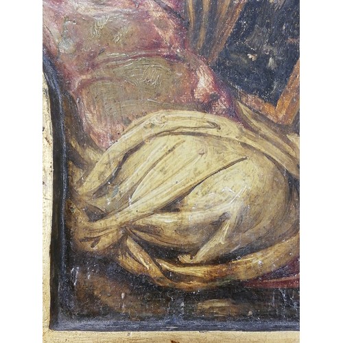 255 - Manner of Michelangelo (1475-1564),  
An artist at work on a Madonna And Child, 
Oil on shaped gilt ... 