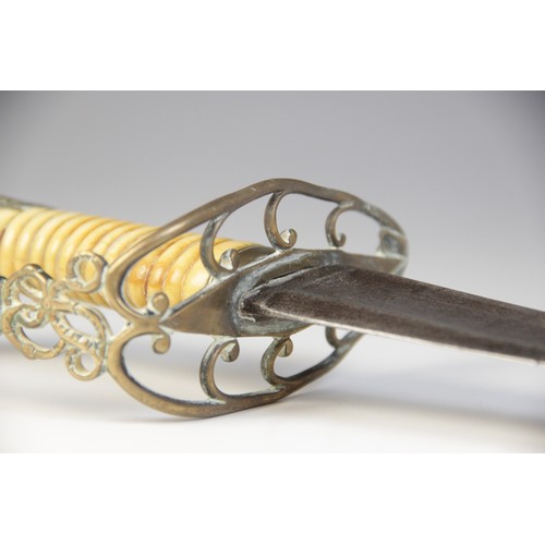 78 - An 1803 pattern infantry officer's sword, the 80cm curved fullered steel blade with bayonet tip, the... 