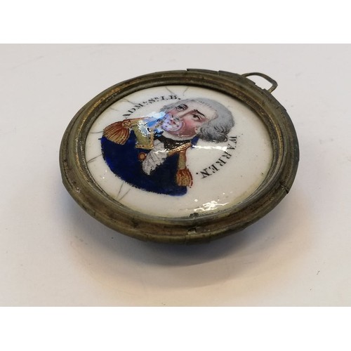 31 - NAVAL INTEREST: An enamel plaque depicting Admiral Lord Nelson, 19th century, the bust length portra... 