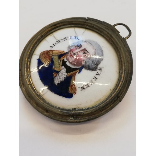 31 - NAVAL INTEREST: An enamel plaque depicting Admiral Lord Nelson, 19th century, the bust length portra... 