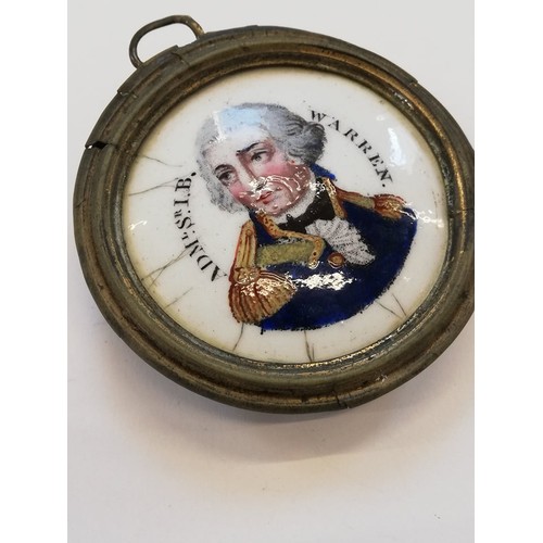 31 - NAVAL INTEREST: An enamel plaque depicting Admiral Lord Nelson, 19th century, the bust length portra... 