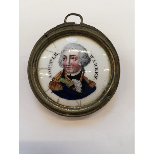 31 - NAVAL INTEREST: An enamel plaque depicting Admiral Lord Nelson, 19th century, the bust length portra... 