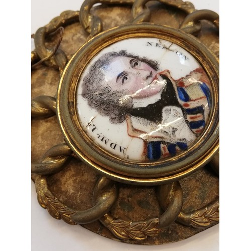31 - NAVAL INTEREST: An enamel plaque depicting Admiral Lord Nelson, 19th century, the bust length portra... 