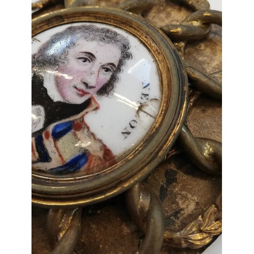 31 - NAVAL INTEREST: An enamel plaque depicting Admiral Lord Nelson, 19th century, the bust length portra... 