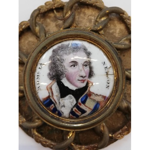 31 - NAVAL INTEREST: An enamel plaque depicting Admiral Lord Nelson, 19th century, the bust length portra... 