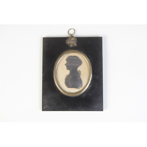 54 - A collection of twelve portrait silhouette miniatures, 19th century and later, variously framed, the... 