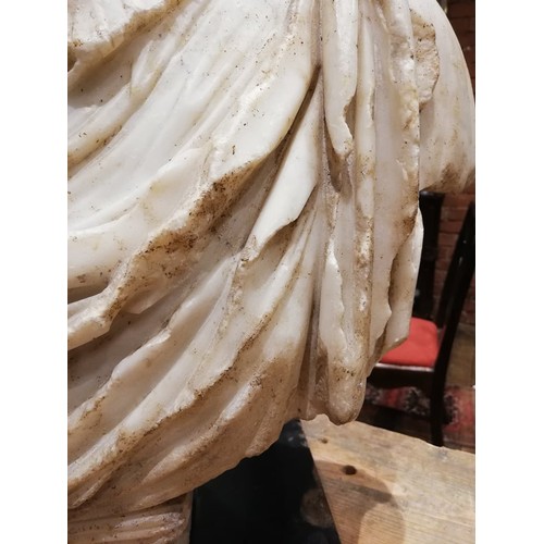 155 - A Roman marble bust with the folds of the tunic deeply carved, set on an integral  tapered socle, ci... 