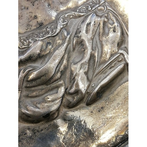 30 - A pair of silver coloured William & Mary commemorative plaques, 18th Century, depicting repoussé pro... 