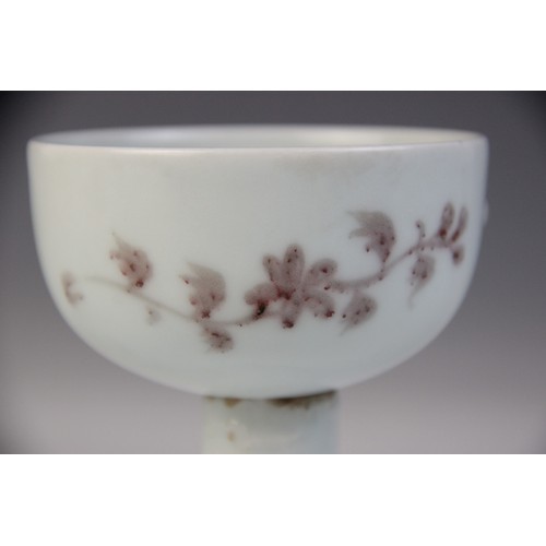 347 - * A Chinese porcelain stem cup, possibly Ming Dynasty, the iron-red decorated bowl painted to the ex... 