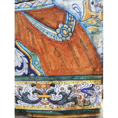 357 - A Renaissance Revival majolica terracotta floor tile, in the manner of Alvaro Binaglia, depicting th... 