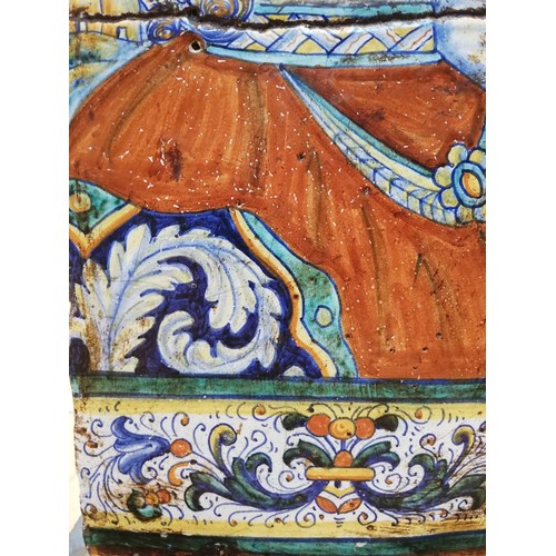 357 - A Renaissance Revival majolica terracotta floor tile, in the manner of Alvaro Binaglia, depicting th... 