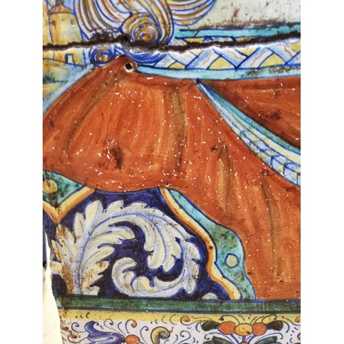 357 - A Renaissance Revival majolica terracotta floor tile, in the manner of Alvaro Binaglia, depicting th... 