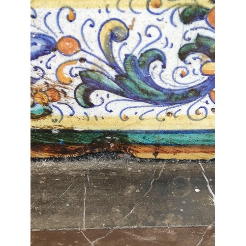 357 - A Renaissance Revival majolica terracotta floor tile, in the manner of Alvaro Binaglia, depicting th... 