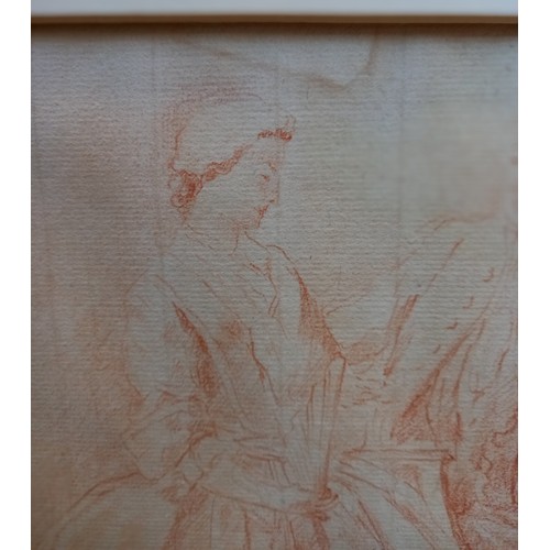 218 - English school (19th century), 
Study of a Georgian courting couple, 
Red chalk on laid paper, 
Unsi... 