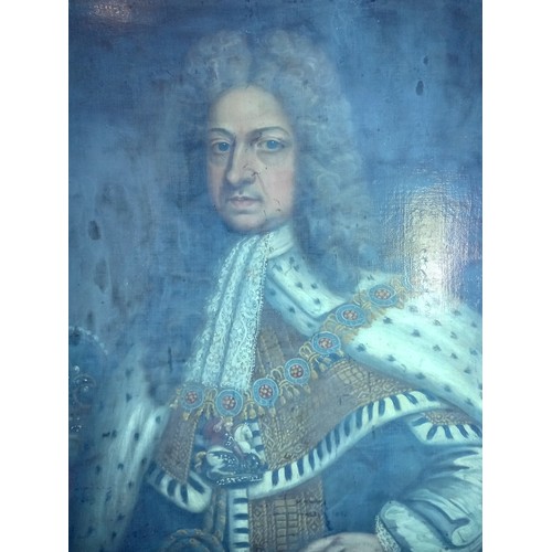 247 - Manner of Sir Godfrey Kneller, Bt (1646-1723), 
A half length portrait of George I in coronation rob... 