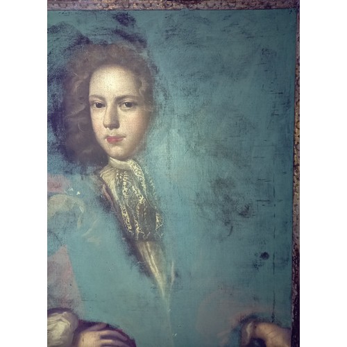 260 - * Follower of Sir Peter Lely (1618-1680), 
Half length portrait of a young man with lace cravat and ... 