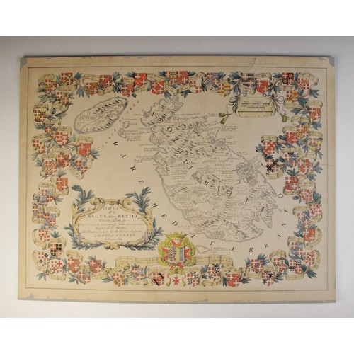 205 - * After CORONELLI (VINCENZA MARIA), a hand-coloured engraved map titled 'Isola di Malta, olim Melita... 