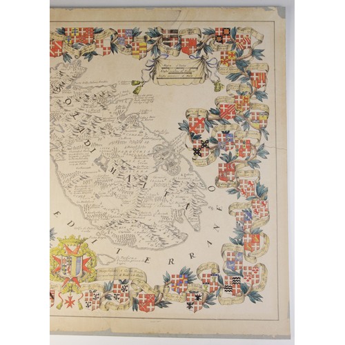 205 - * After CORONELLI (VINCENZA MARIA), a hand-coloured engraved map titled 'Isola di Malta, olim Melita... 